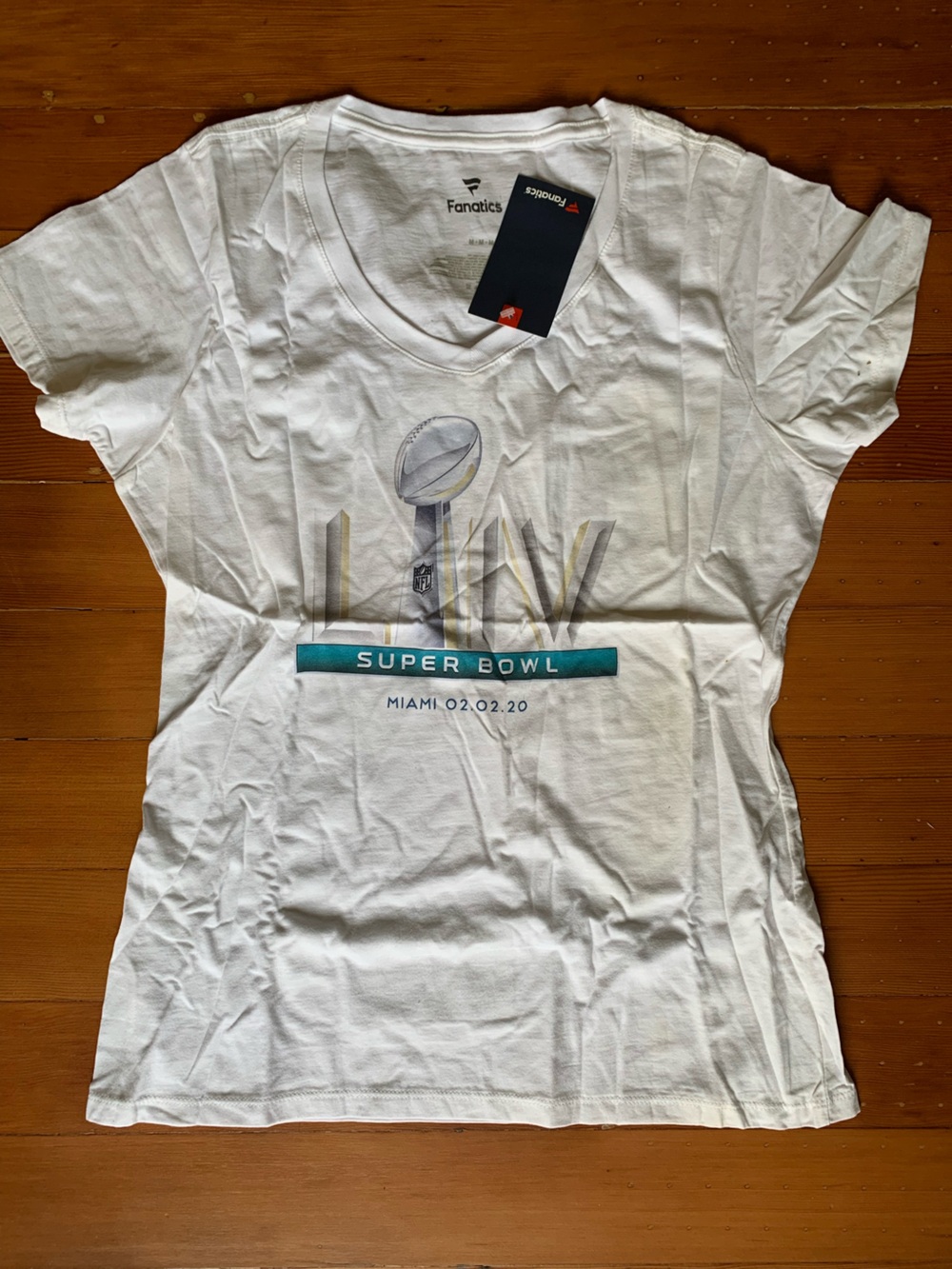 Fanatics White Womens Super Bowl LIV Miami Graphic Tee 2.2.20 NWT